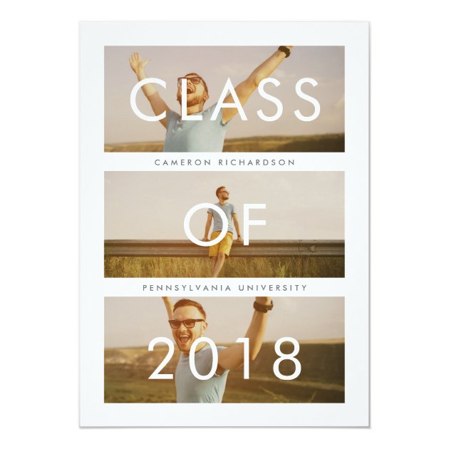 Class Of 2018 | Three Photo Graduation Party Card