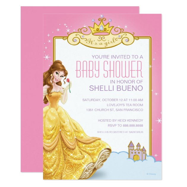 Disney Princess Belle It's a Girl Baby Shower Invitation