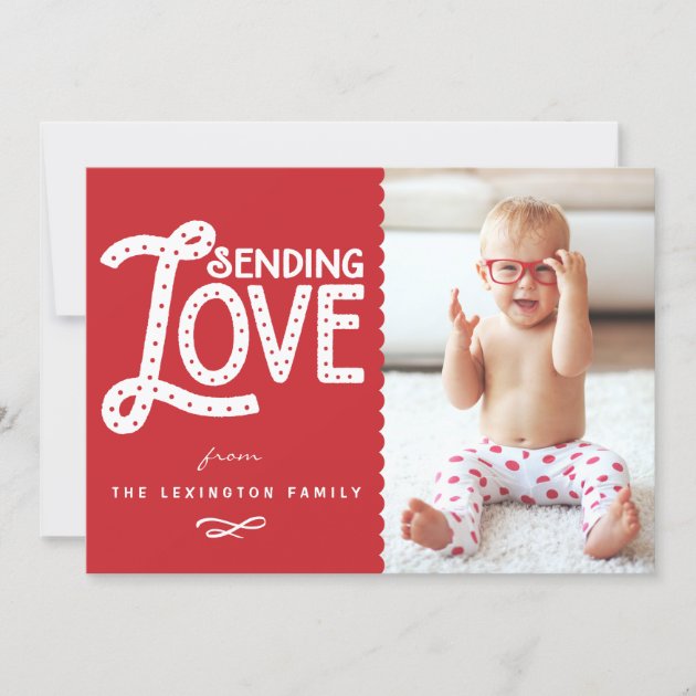 Sending Love Cute Typography Valentine's Day Flat Holiday Card