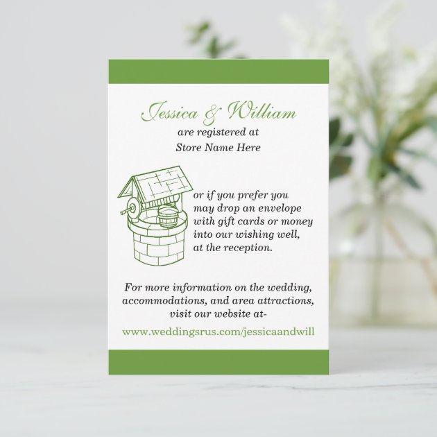 Green & White Wedding Wishing Well Card