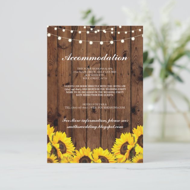 Sunflower Wood Rustic Accommodation Wedding Cards