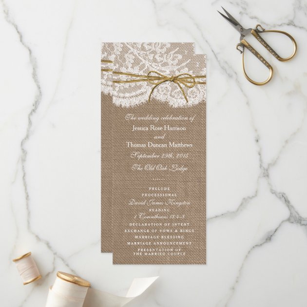 The Rustic Twine Bow Wedding Collection - Programs