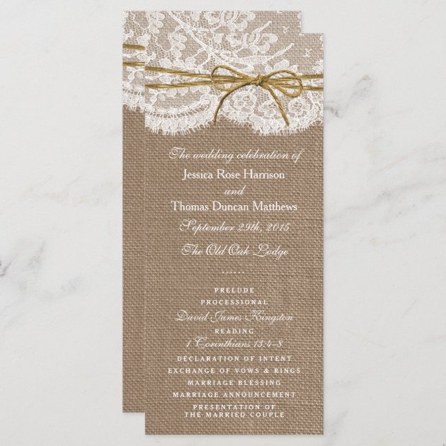 The Rustic Twine Bow Wedding Collection - Programs