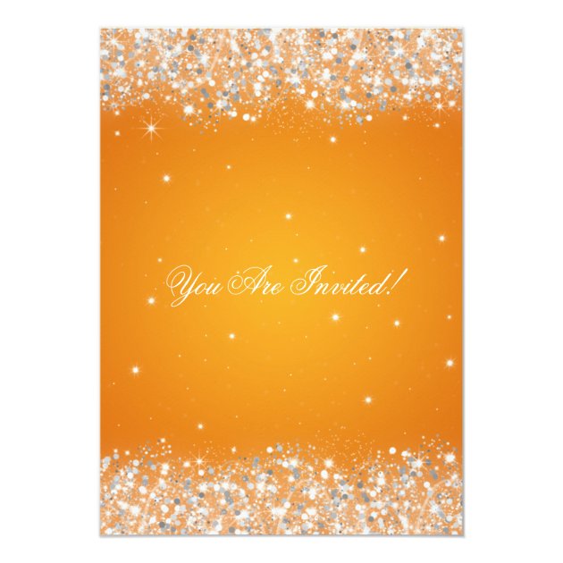 Graduation Party Sparkling Glitter Orange Invitation
