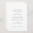 Classic and minimalist black and white wedding invitation | Zazzle