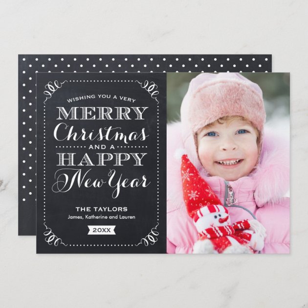 Very Merry Christmas Chalkboard Holiday Photo Card