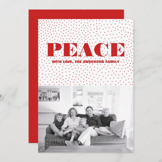Starred Peace Holiday Photo Card | Red