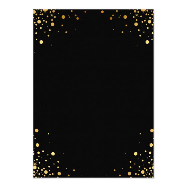Black Gold Confetti Dots Graduate Graduation Party Invitation