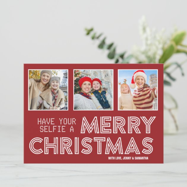 Have Your Selfie Merry Christmas 3 Instagram Photo Holiday Card