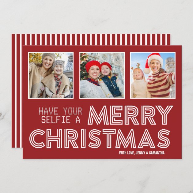 Have Your Selfie Merry Christmas 3 Instagram Photo Holiday Card