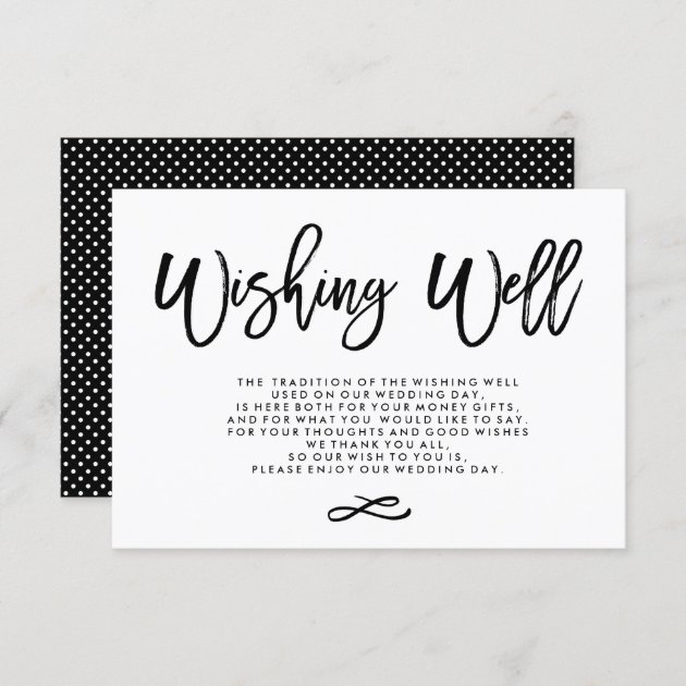 Chic Hand Lettered Wedding Wishing Well Enclosure Card