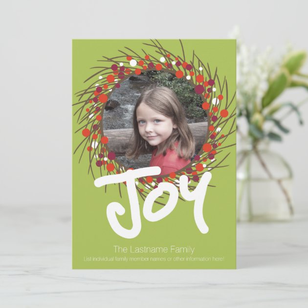 Holiday Berry Wreath With Joy And One Photo