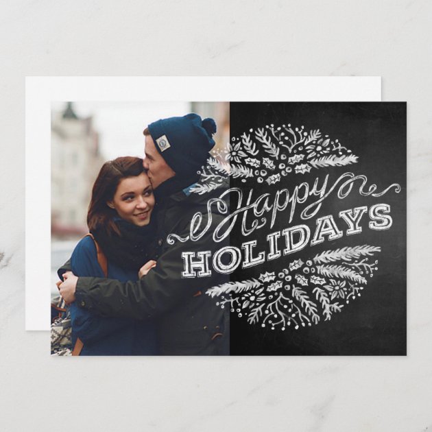 Handwritten Chalkboard Happy Holidays Photo Card