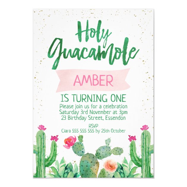 Fiesta Holy Guacamole Birthday Invitation