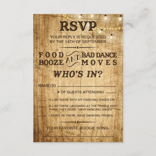 Country Wedding RSVP For Rustic Wedding