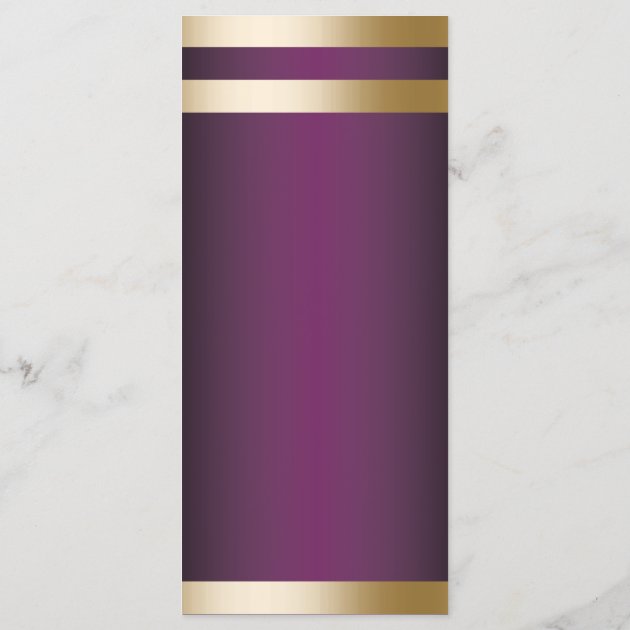 Gold Foil Stripes Elegant Purple Wedding Menu
