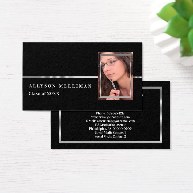 Black | Silver Graduation Photo Insert Name Cards