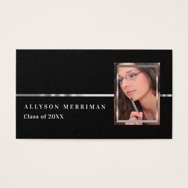 Black | Silver Graduation Photo Insert Name Cards