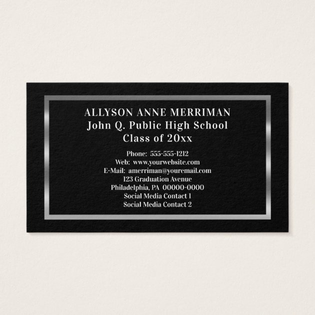 Black | Silver Graduation Photo Insert Name Cards