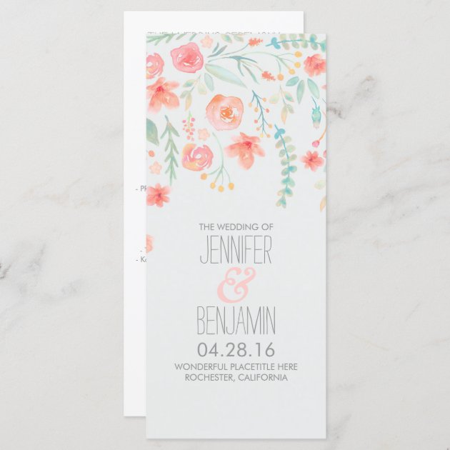 Watercolor Flowers Elegant Wedding Programs