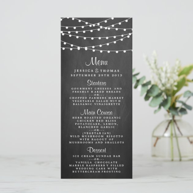 The String Lights On Chalkboard Wedding Collection Menu