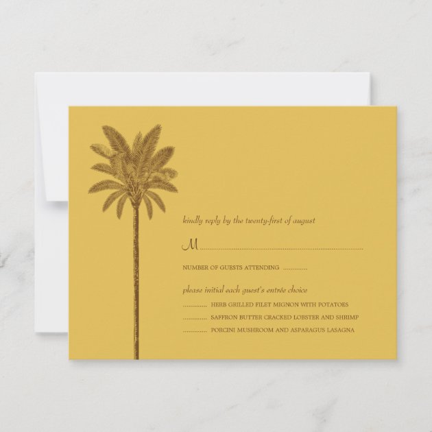 Gold & Brown Beach RSVP Cards (with menu items)