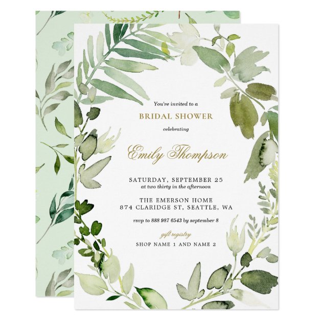 Watercolor Forest Greenery Bridal Shower Invitation
