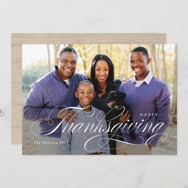 Elegant Script Thanksgiving Photo Card