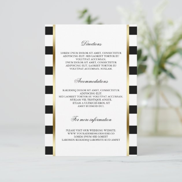 Black And White Stripe Wedding Details Information Enclosure Card