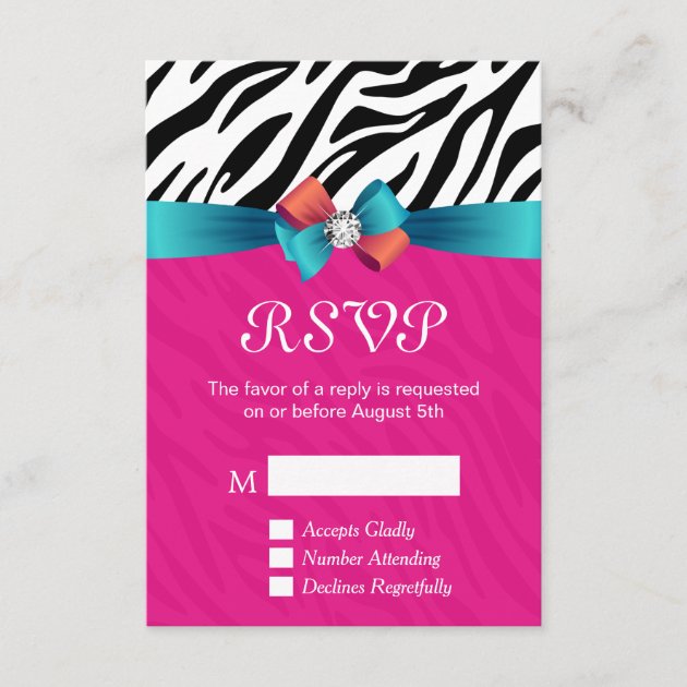 RSVP Card - Classy Hot Pink Zebra Print