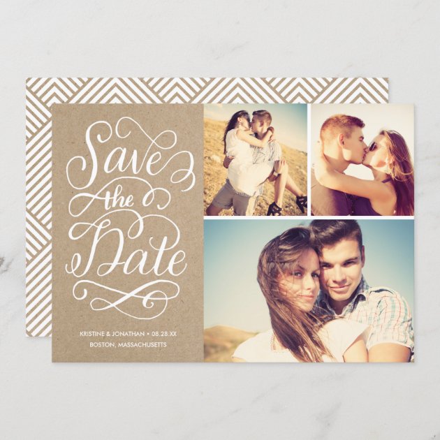 Lettered Rustic Kraft Save The Date Collage