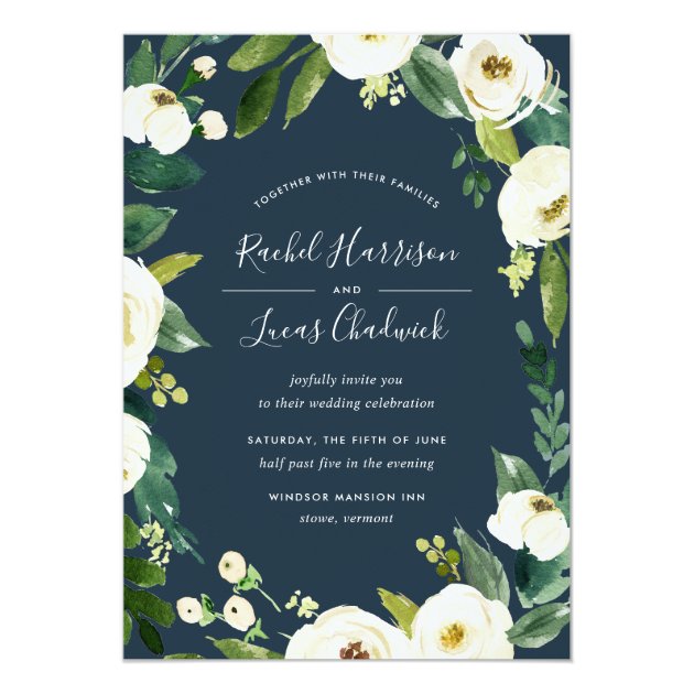 Alabaster Floral Frame Wedding Invitation