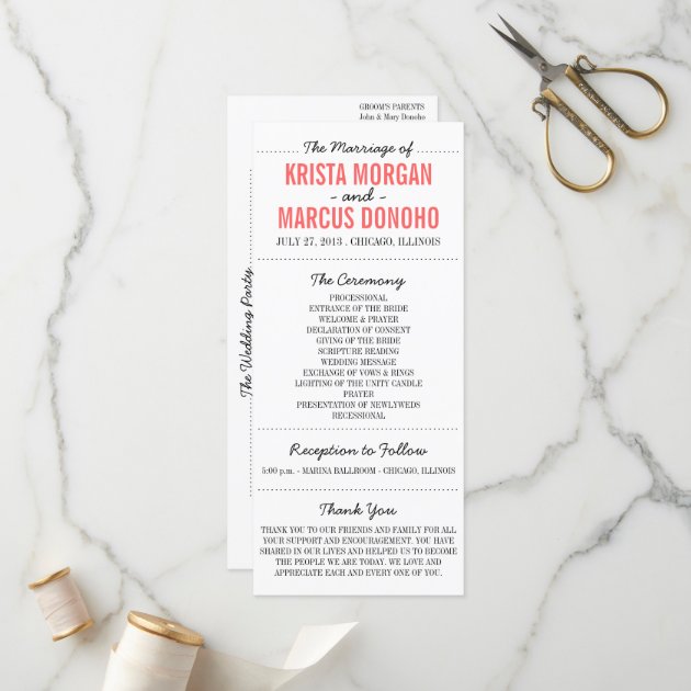 Simple Silhouettes Wedding Program Rack Card