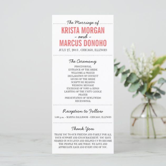 Simple Silhouettes Wedding Program Rack Card