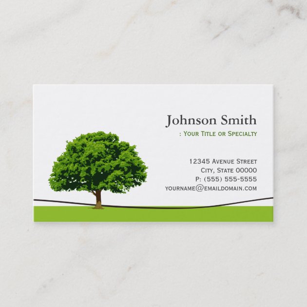 Wise Oak Tree Symbol - Professional Tree Service Business Card (front side)