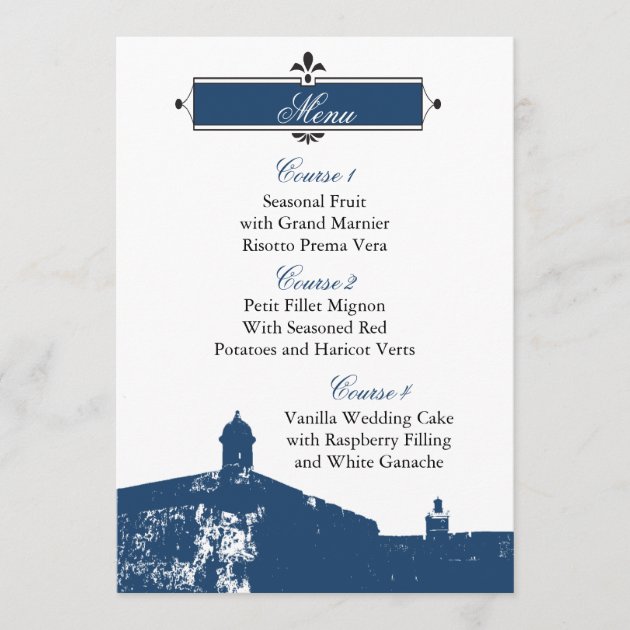 Castillo de San Cristobal wedding menu cards