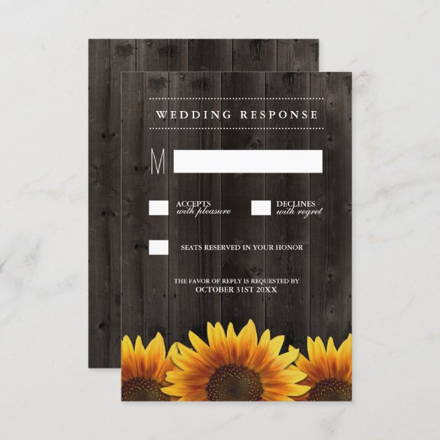 Barn Wood + Rustic Sunflower Wedding RSVP Cards