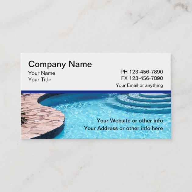 Swimming Pool With Steps And Deck Business Card (front side)