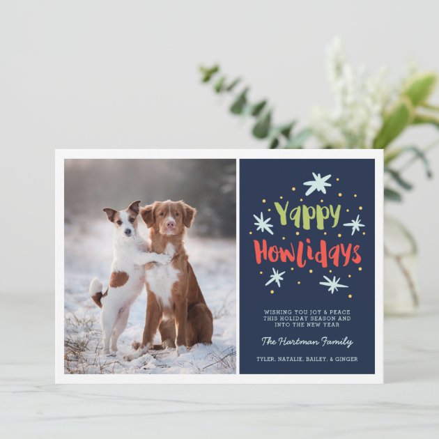 Yappy Howlidays Dog Photo Card | Navy