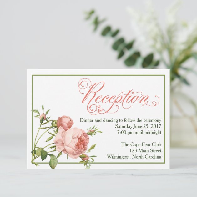 Cabbage Rose Wedding Reception Details Card