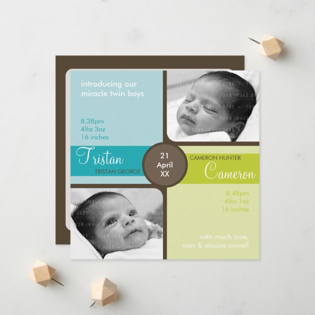 TWINS BABY THANK YOU :: Cherished 2SQ Announcement