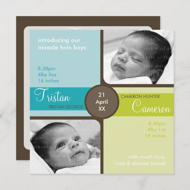 TWINS BABY THANK YOU :: Cherished 2SQ Announcement