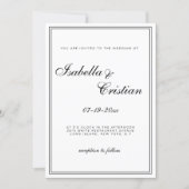 Classic traditional black white minimalist wedding invitation | Zazzle
