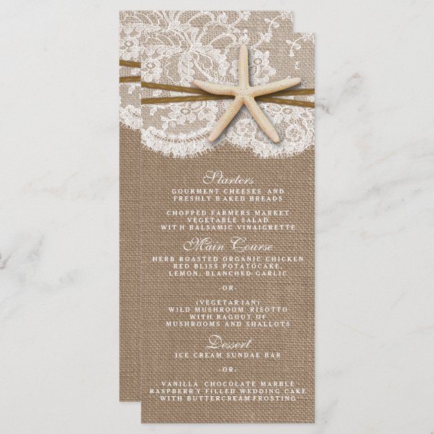 The Rustic Starfish Wedding Collection Menu Cards