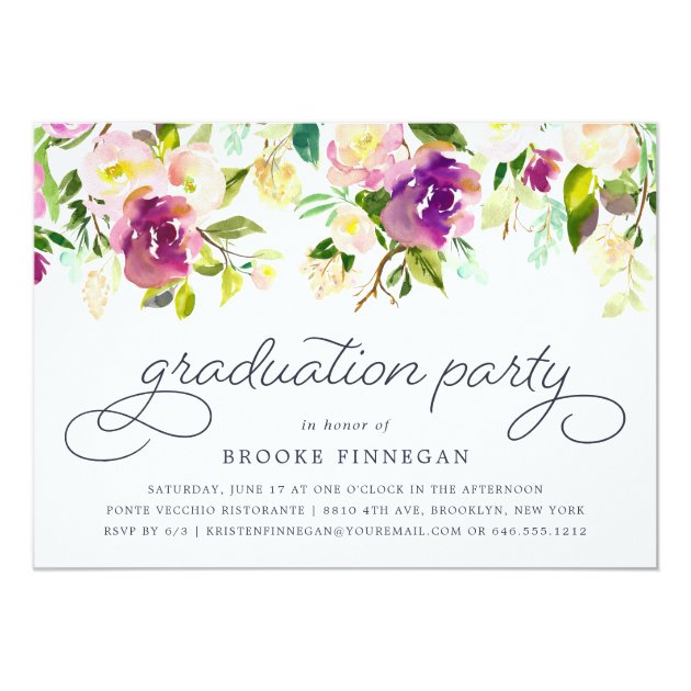Vibrant Bloom Graduation Party Invitation