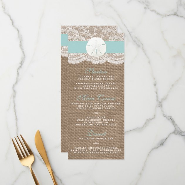 The Turquoise Sand Dollar Wedding Collection Menu