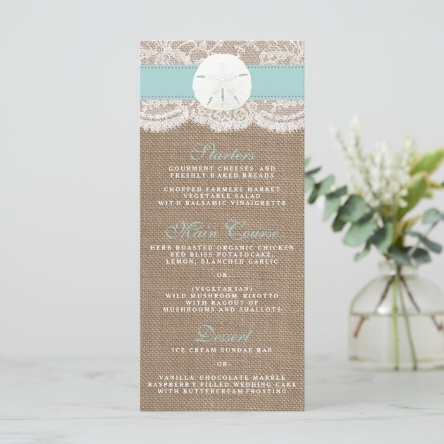 The Turquoise Sand Dollar Wedding Collection Menu