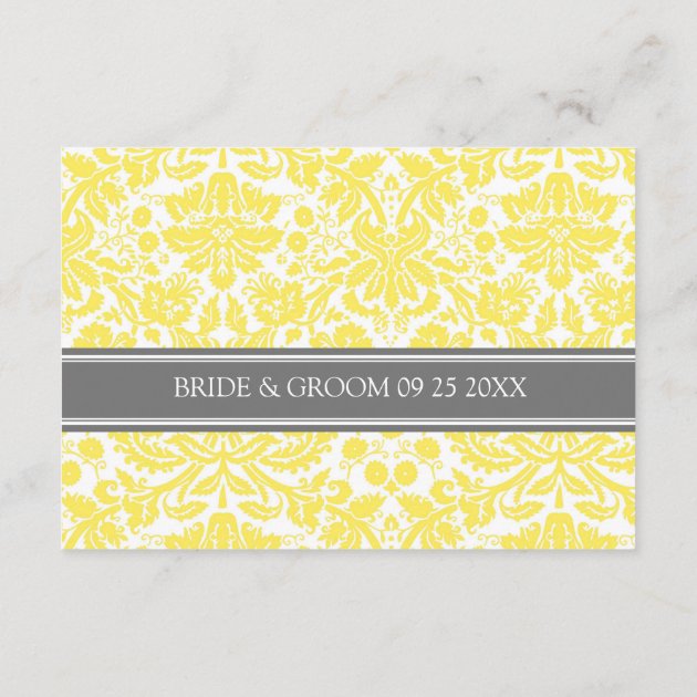 Wedding Direction Cards Lemon Grey Damask