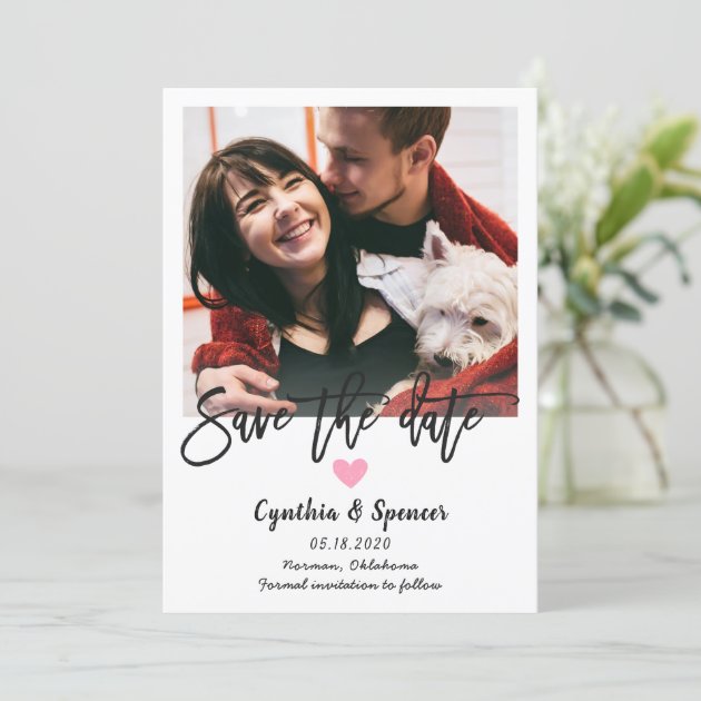 Simple Typography Confetti Save The Date Photo
