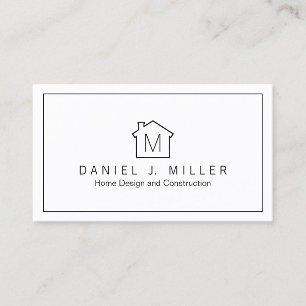 Modern Home Logo Monogram Minimalist Plain Elegant Business Card